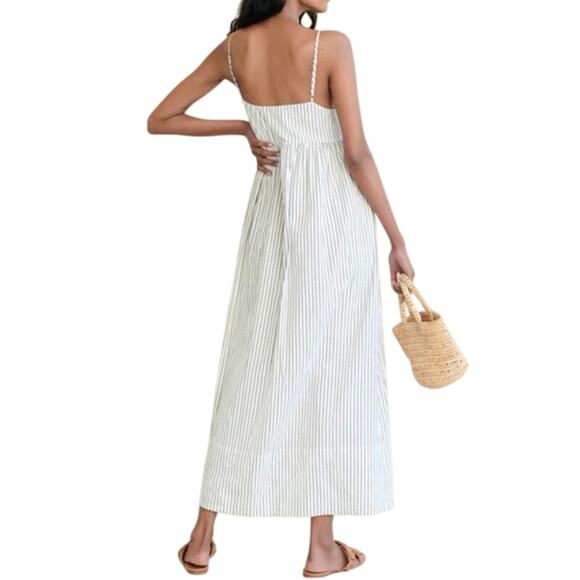 JENNI KAYNE The Cove Off-White Navy Striped Stripe Dress Preppy Maxi - Sz XXL - Picture 3 of 10